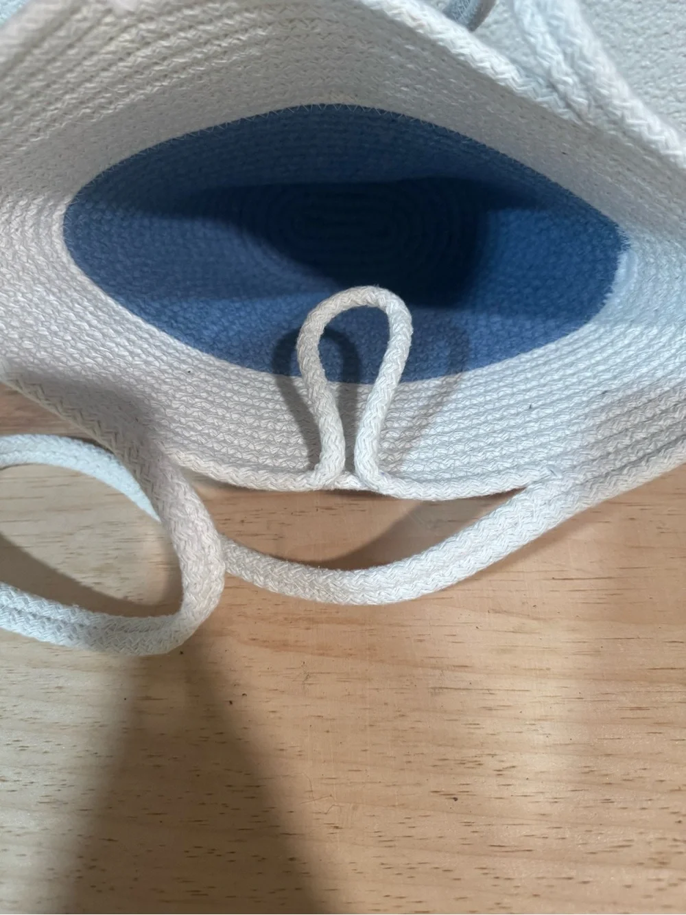 Woven Two-Tone White and Blue Rope Tote beach Bag